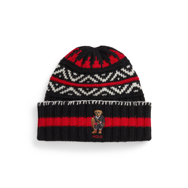Ralph Lauren Polo Bear Patterned Wool-blend Beanie In Multi