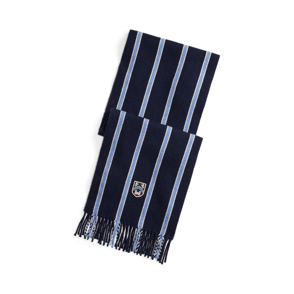 Ralph Lauren Shield-patch Striped Wool-blend Scarf In Multi
