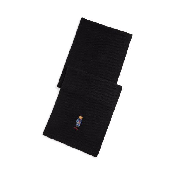 Ralph Lauren Polo Bear Knit Scarf In Black
