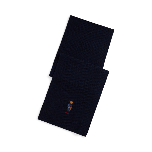 Ralph Lauren Polo Bear Knit Scarf In Black
