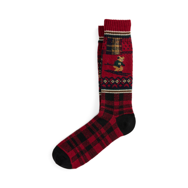 Ralph Lauren Polo Bear Wool-blend Boot Socks In Multi
