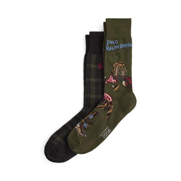 Ralph Lauren Graphic Cotton-blend Trouser Sock 2-pack In Multi