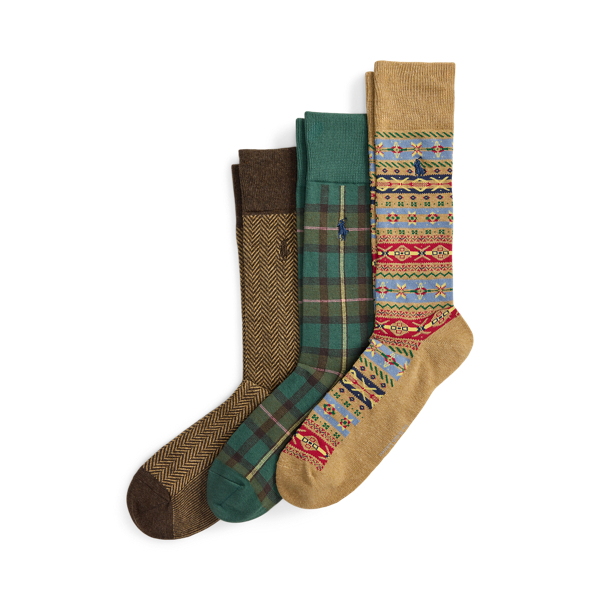Ralph Lauren Patterned Trouser Sock 3-pack In Multi
