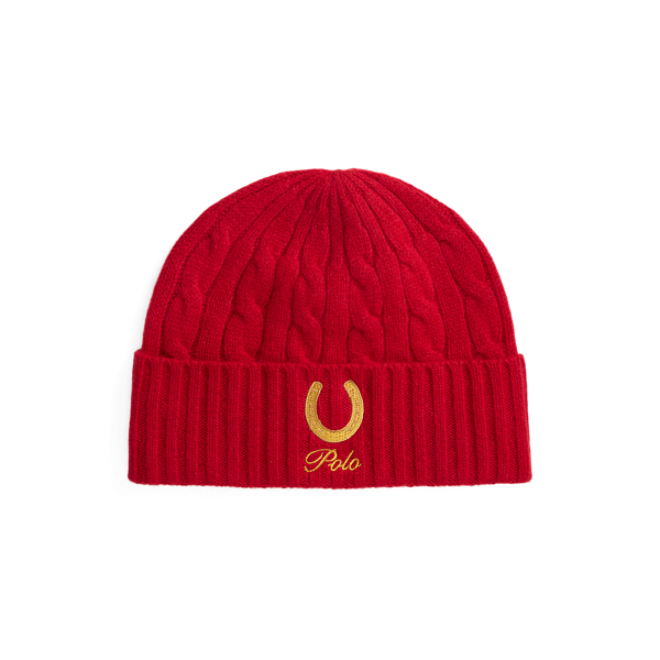 Ralph Lauren Lunar New Year Cable-knit Wool Beanie In Red