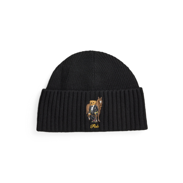 Ralph Lauren Lunar New Year Polo Bear Wool Beanie In Black