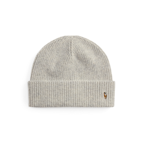 Ralph Lauren Signature Pony Wool-blend Beanie In Gray