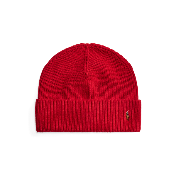 Ralph Lauren Signature Pony Wool-blend Beanie In Red