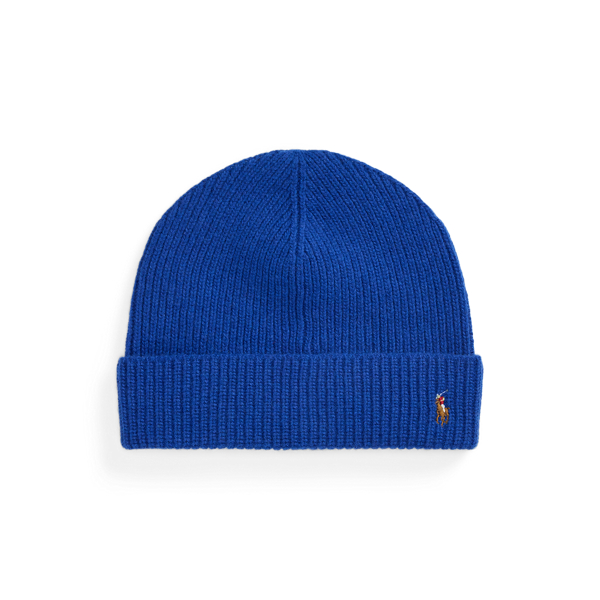 Ralph Lauren Signature Pony Wool-blend Beanie In Blue