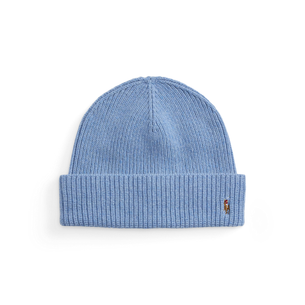 Ralph Lauren Signature Pony Wool-blend Beanie In Blue