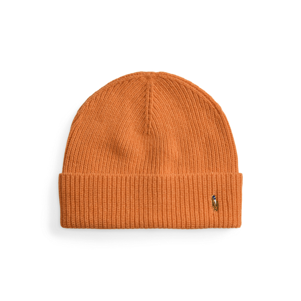 Ralph Lauren Signature Pony Wool-blend Beanie In Orange