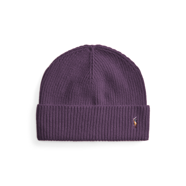 Ralph Lauren Signature Pony Wool-blend Beanie In Purple