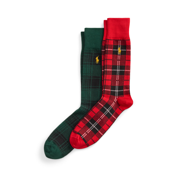 Plaid Cotton-Blend Trouser Sock 2-Pack