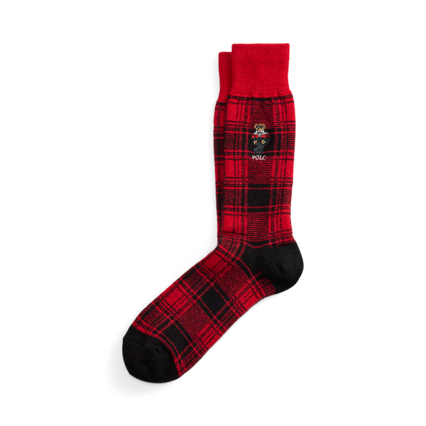 Polo Bear Plaid Wool-Blend Boot Socks
