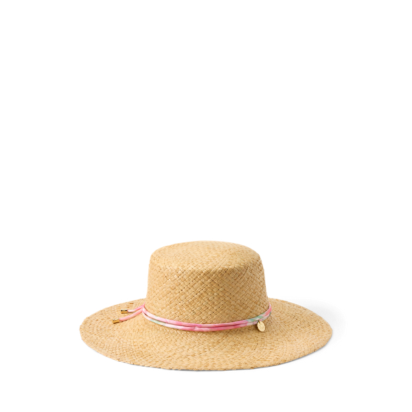Shop Laurèn Logo-charm Straw Sun Hat In Multi