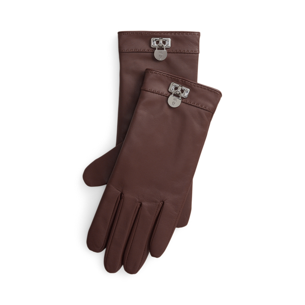 Ralph Lauren Padlock-charm Sheepskin Tech Gloves In Brown
