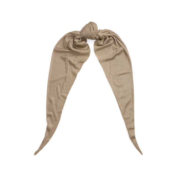 Ralph Lauren Metallic Knit Diamond Scarf In Platino Metallic