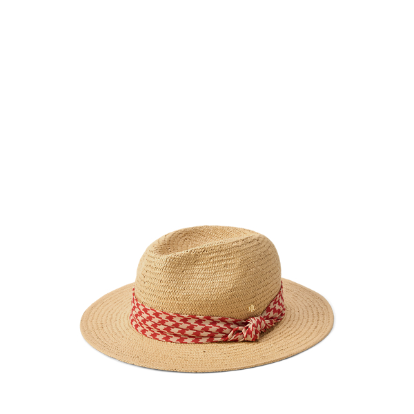 Ralph Lauren Zebra-print-band Straw Hat In Dark Tan
