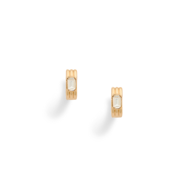 Plated Stone Ribbed Hoop Earrings - Lauren - Modalova