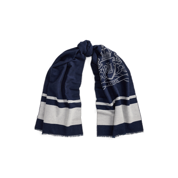 Ralph Lauren Two-tone Crest Jacquard Wrap Scarf In Multi