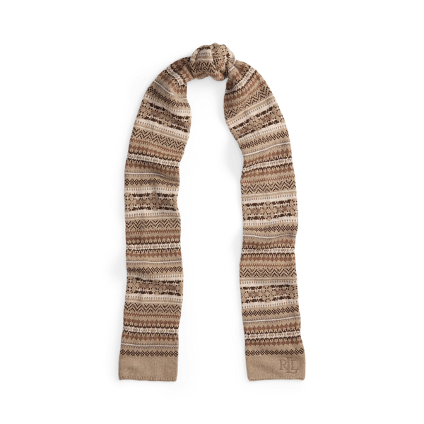 Ralph Lauren Fair Isle Wool-blend Scarf In Brown