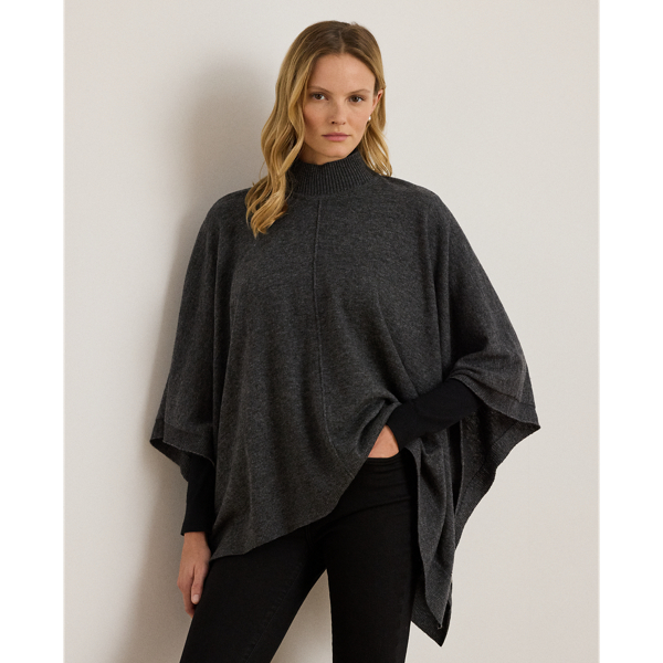 Ralph Lauren Mockneck Knit Poncho In Gray