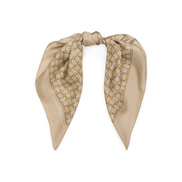 Ralph Lauren Geo-print Silk Square Scarf In Brown