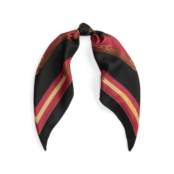 Ralph Lauren Equestrian-motif Silk Square Scarf In Multi