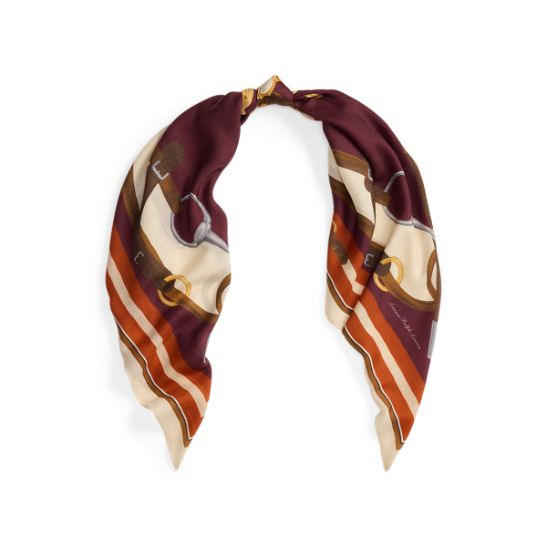 Ralph Lauren Belting-print Wool-silk Square Scarf