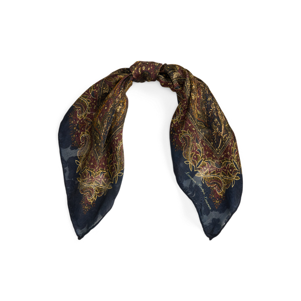 Ralph Lauren Paisley Silk Square Scarf In Multi