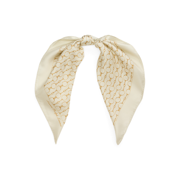 Ralph Lauren Chain-print Silk Square Scarf In Neutral