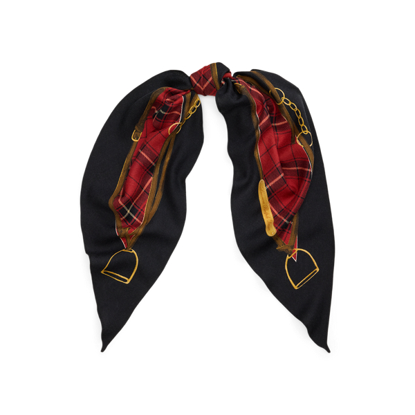 Ralph Lauren Plaid & Belting-print Wool Diamond Scarf In Red