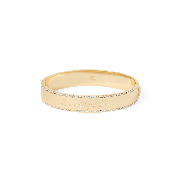 Ralph Lauren Gold-plated Pavé Logo Bangle In Multi