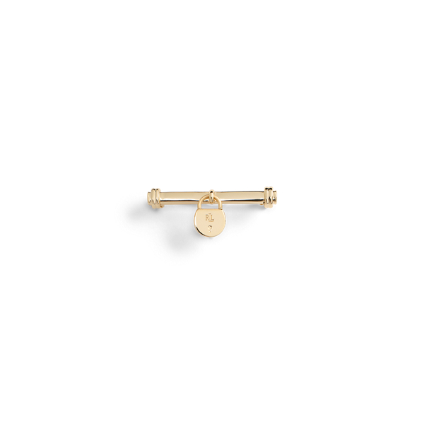 Ralph Lauren Gold-plated Logo Padlock Charm Pin In Gold