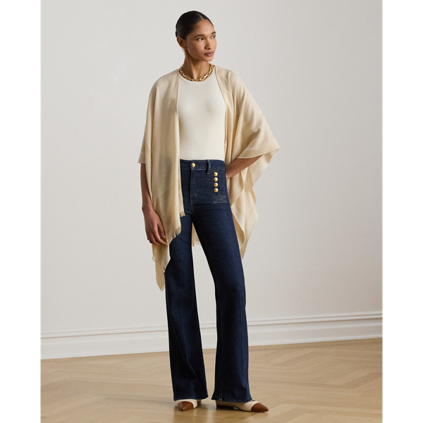 Ralph Lauren Belting-motif Jacquard Ruana In Birch Tan