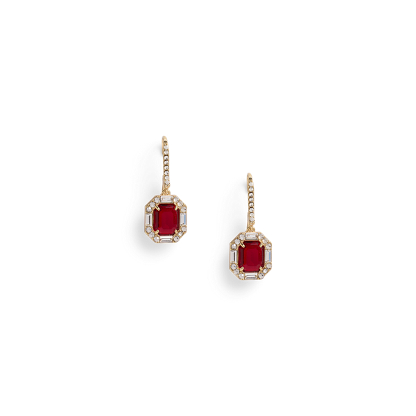 Ralph Lauren Pavé Gold-plated Stone Drop Earrings In Red