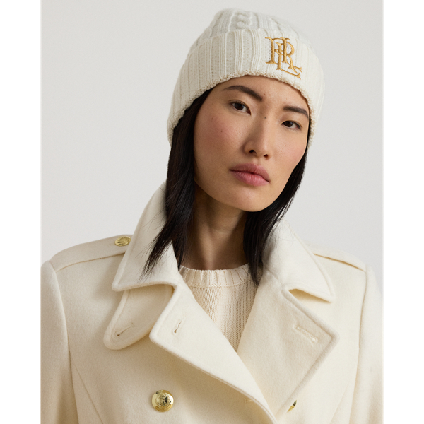 Embroidered-Logo Cable-Knit Beanie