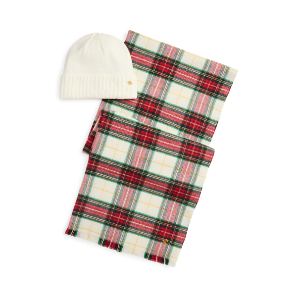 Plaid Scarf & Knit Beanie Gift Set