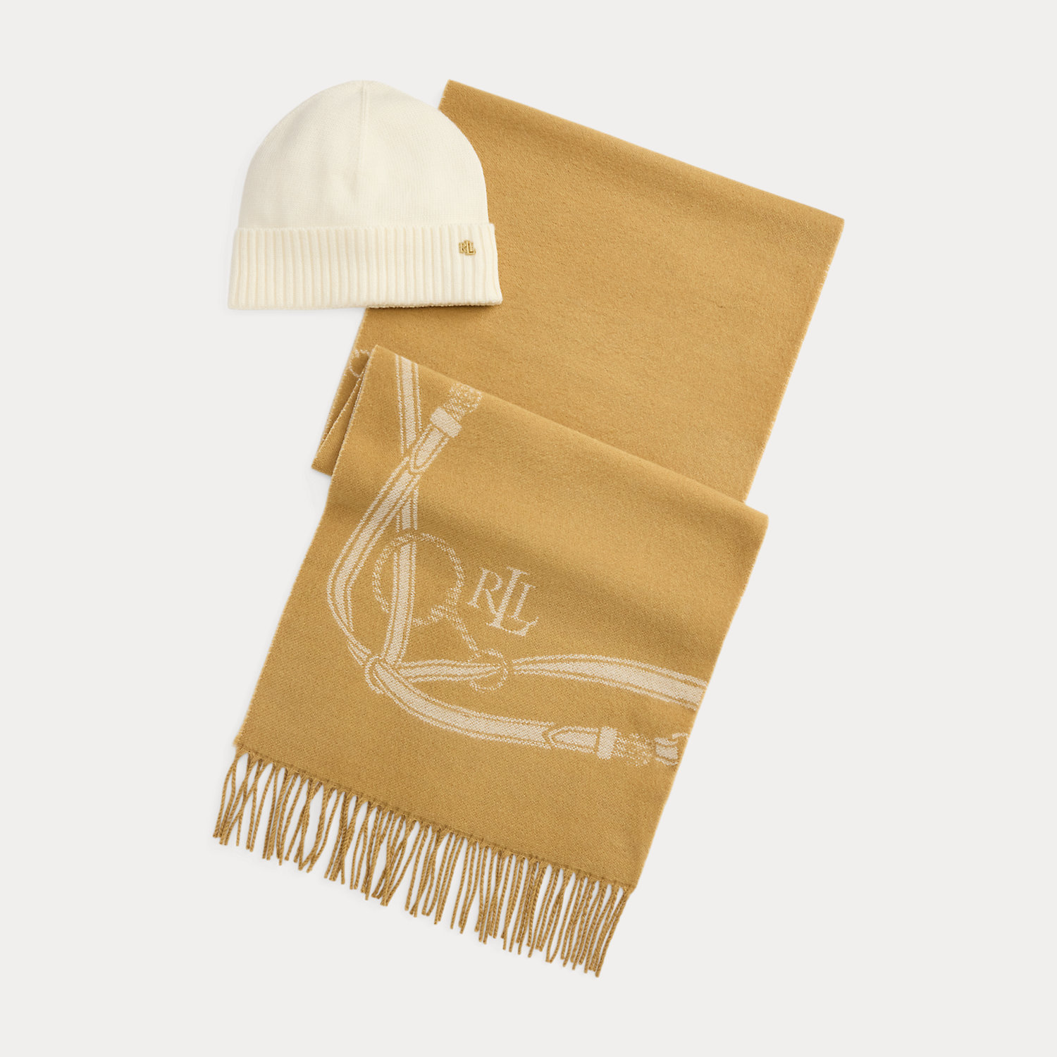 Lauren Ralph Lauren Belting-Motif Scarf & Beanie Gift Set