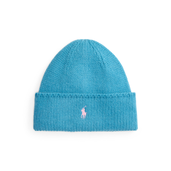 Ralph Lauren Knit Merino Wool Beanie In Blue