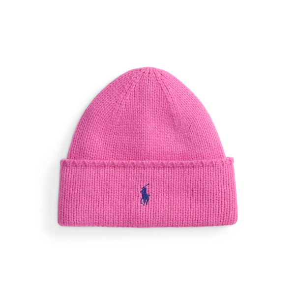 Ralph Lauren Knit Merino Wool Beanie In Pink