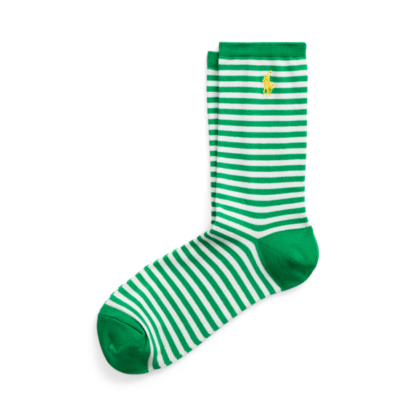 POLO RALPH LAUREN STRIPED COTTON-BLEND CREW SOCKS 