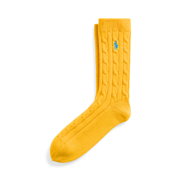 RALPH LAUREN CABLE-KNIT CREW SOCKS 