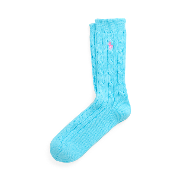 RALPH LAUREN CABLE-KNIT CREW SOCKS 