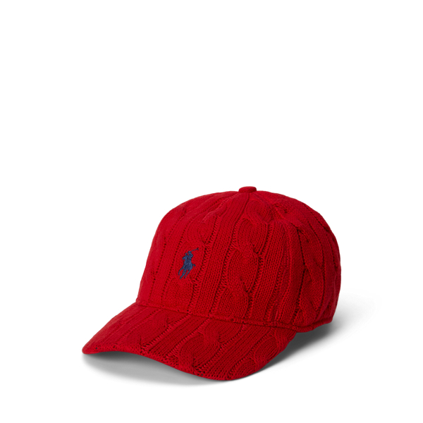 Ralph Lauren Cable-knit Cotton Ball Cap In Red