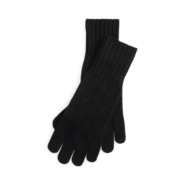 Ralph Lauren Cable-knit Cashmere Gloves In Black