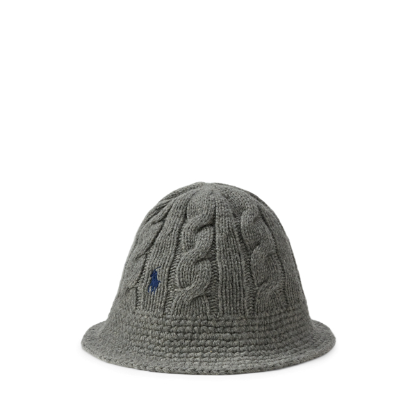 Ralph Lauren Cable-knit Wool-blend Bucket Hat In Gray