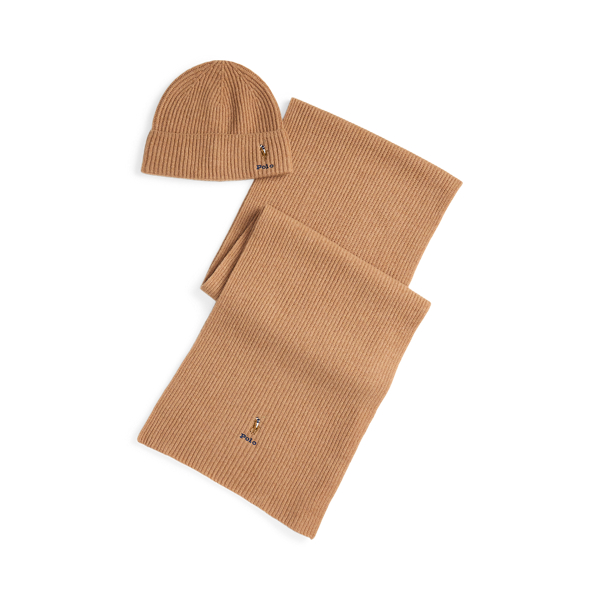 Bonnet et écharpe côtelés en laine - Polo Ralph Lauren - Modalova