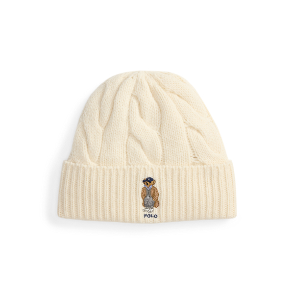 Ralph Lauren Polo Bear Cable Wool-blend Beanie In Neutral