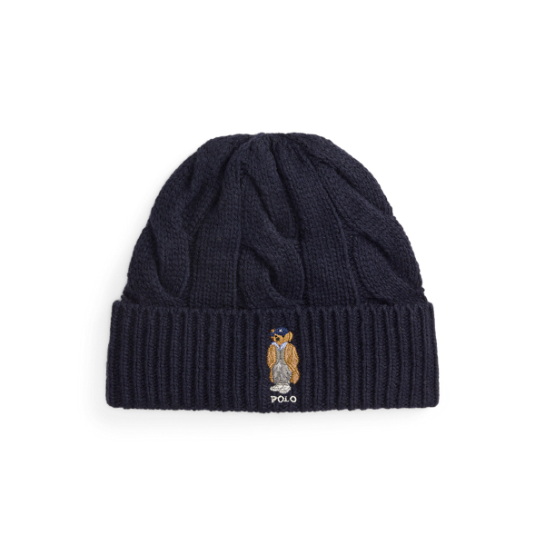 Ralph Lauren Polo Bear Cable Wool-blend Beanie In Blue