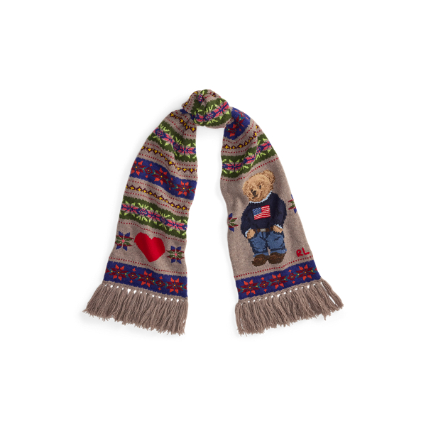 Ralph Lauren Polo Bear Wool-blend Scarf In Multi